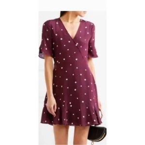 Madewell silk flutter hem in star mix rich plum burgundy size 8